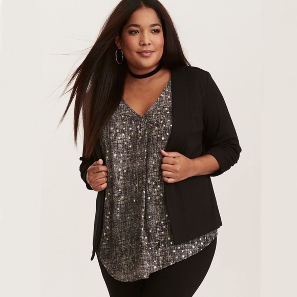 torrid Tops - Torrid Black V-Neck Tank Top w/ Gold Stars